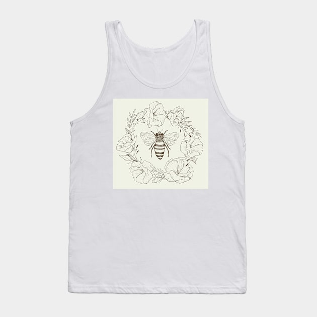 Honey Bee in a Lisianthus Wreath Tank Top by LauraKatMax